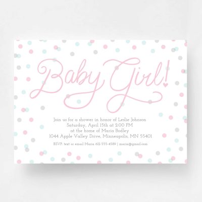 Sweet Baby Girl Baby Shower Invitation - Front