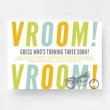 Vroom Vroom Motorcycle Birthday Invitation - Front