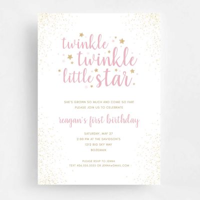 Twinkle Twinkle Little Star Birthday Invitation - Front