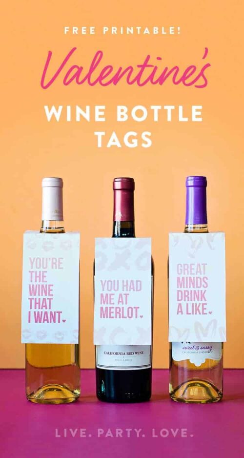 Free Printable Valentine's Wine Bottle Tags | Live Party Love