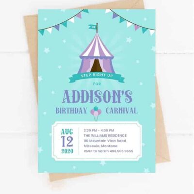 Carnival Birthday Invitation Mockup - Front